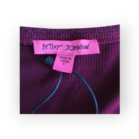 Betsey Johnson Metallic Rib Midi Dress Wine Size S - Picture 7 of 10